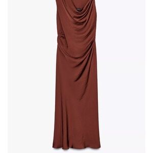 Zara 2025 GOLDEN APPLIQUÉ MIDI DRESS brown bronze medium
